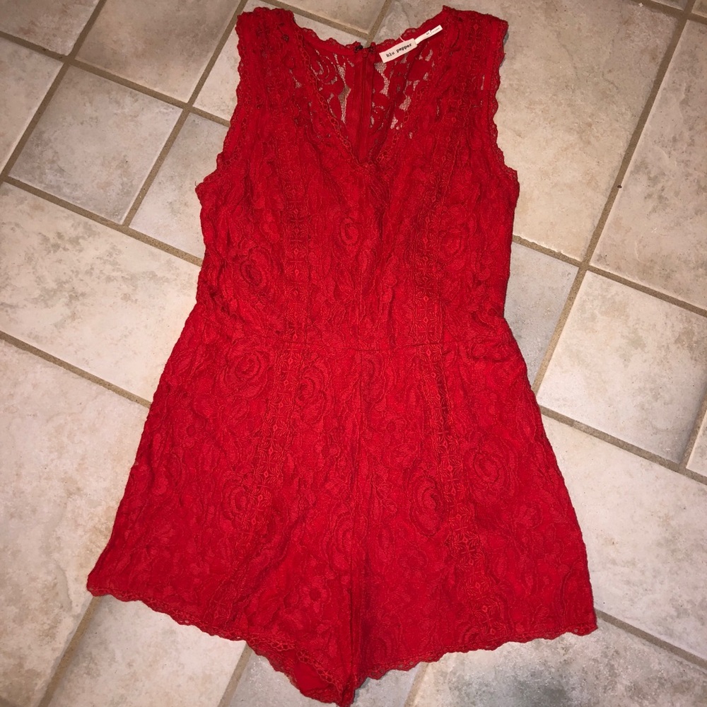Red Lace Romper